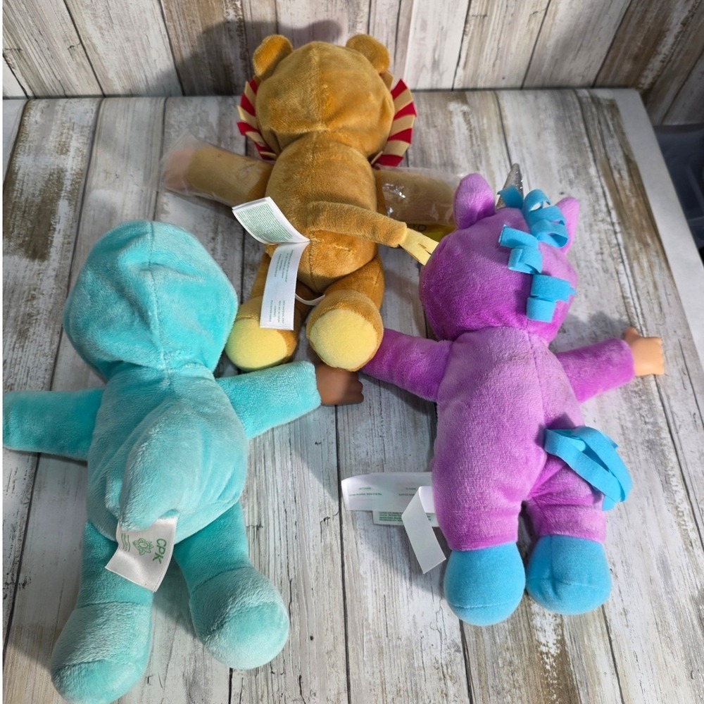 Cabbage Patch Kids Cuties Plush Doll Lot‎ Jaye Lion Unicorn Shark 12 Inch Set - Picture 8 of 12